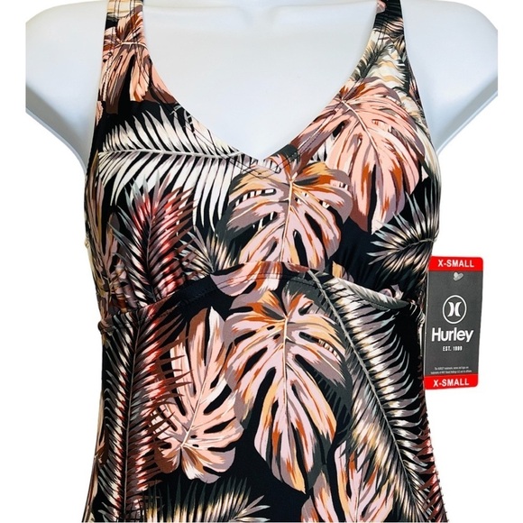 Hurley | One Piece Palm Tree Print Cross Back Swimsuit Sz XS - Picture 2 of 10
